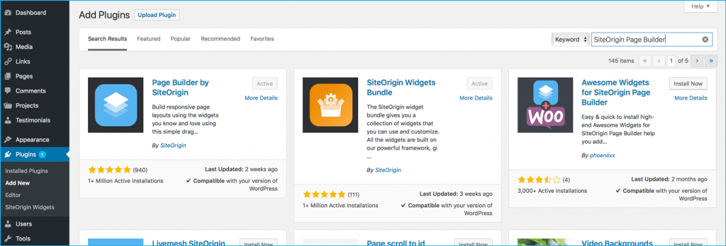 Step 1: Add SiteOrigin Plugins