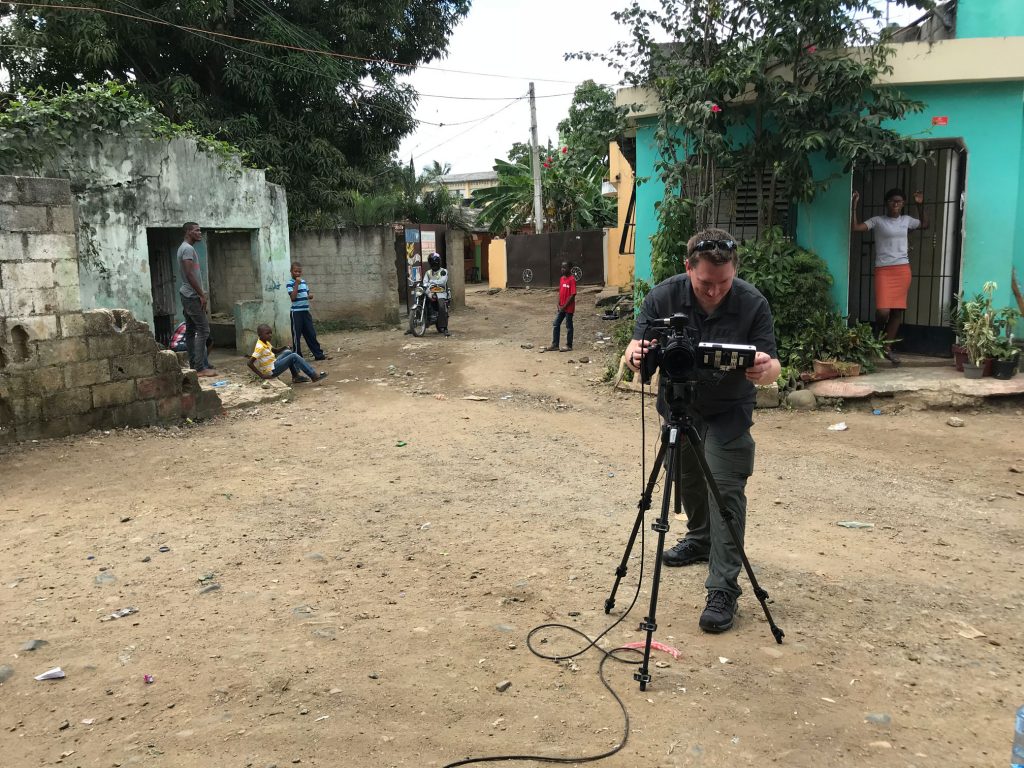 David Hepburn filming in the Dominican Republic with Compassion International